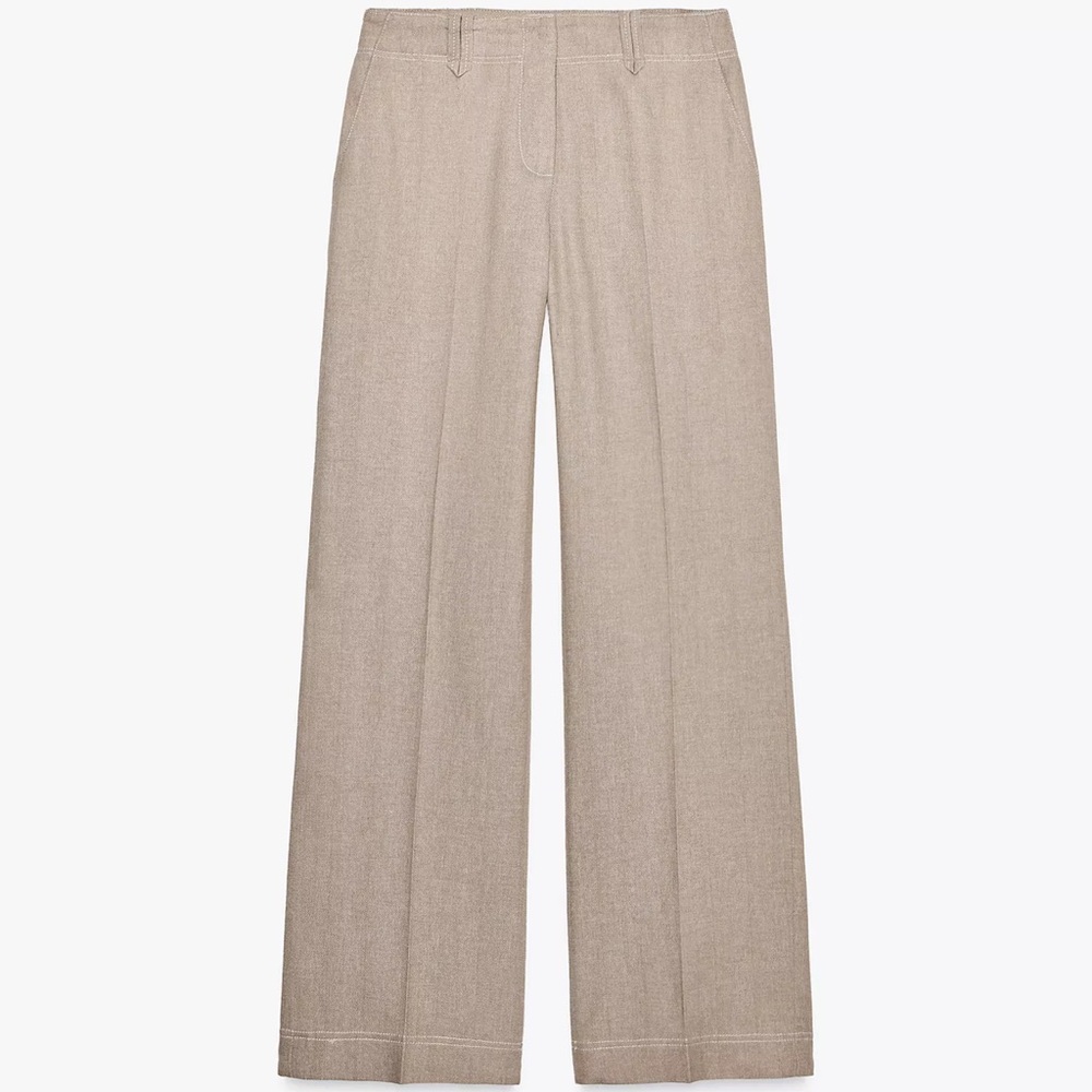 Zara Straight Leg Herringbone Pants